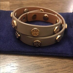Tory Burch Gold and Tan Leather Bracelets